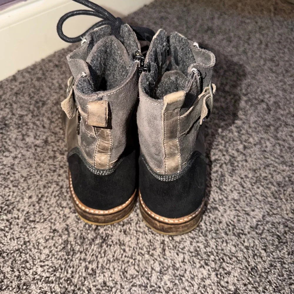 Hand Crafted Italian Leather Combat Boots Distressed Grey Blk/Bro EU 45 Mens 12